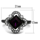 TK2489 - Two-Tone IP Black Stainless Steel Ring with Top Grade Crystal in Fuchsia - Alamode - Flyclothing LLC