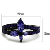 TK2490 - IP Black(Ion Plating) Stainless Steel Ring with Top Grade Crystal in Tanzanite - Alamode - Flyclothing LLC