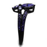 TK2490 - IP Black(Ion Plating) Stainless Steel Ring with Top Grade Crystal in Tanzanite - Alamode - Flyclothing LLC