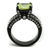 TK2491 - IP Black(Ion Plating) Stainless Steel Ring with AAA Grade CZ in Apple Green color - Alamode - Flyclothing LLC