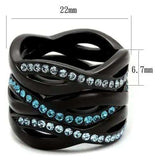 TK2492 - IP Black(Ion Plating) Stainless Steel Ring with Top Grade Crystal in Sea Blue - Alamode - Flyclothing LLC