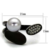 TK2493 - IP Black(Ion Plating) Stainless Steel Ring with Synthetic Pearl in Gray - Alamode - Flyclothing LLC
