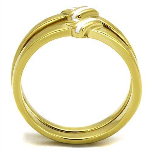 TK2494 - IP Gold(Ion Plating) Stainless Steel Ring with Epoxy in White - Alamode - Flyclothing LLC