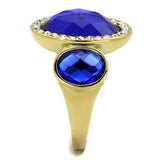 TK2495 - IP Gold(Ion Plating) Stainless Steel Ring with Synthetic Synthetic Glass in Sapphire - Alamode - Flyclothing LLC