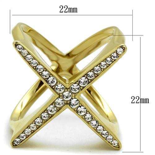 TK2497 - IP Gold(Ion Plating) Stainless Steel Ring with Top Grade Crystal in Clear - Alamode - Flyclothing LLC