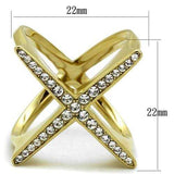 TK2497 - IP Gold(Ion Plating) Stainless Steel Ring with Top Grade Crystal in Clear - Alamode - Flyclothing LLC