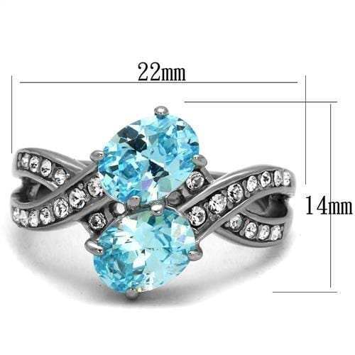 TK2501 - High polished (no plating) Stainless Steel Ring with AAA Grade CZ in Sea Blue - Alamode - Flyclothing LLC