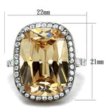 TK2503 - High polished (no plating) Stainless Steel Ring with AAA Grade CZ in Champagne - Alamode - Flyclothing LLC