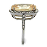 TK2503 - High polished (no plating) Stainless Steel Ring with AAA Grade CZ in Champagne - Alamode - Flyclothing LLC