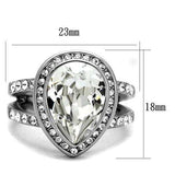 TK2504 - High polished (no plating) Stainless Steel Ring with Top Grade Crystal in Clear - Alamode - Flyclothing LLC
