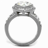 TK2504 - High polished (no plating) Stainless Steel Ring with Top Grade Crystal in Clear - Alamode - Flyclothing LLC