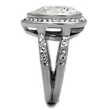 TK2504 - High polished (no plating) Stainless Steel Ring with Top Grade Crystal in Clear - Alamode - Flyclothing LLC