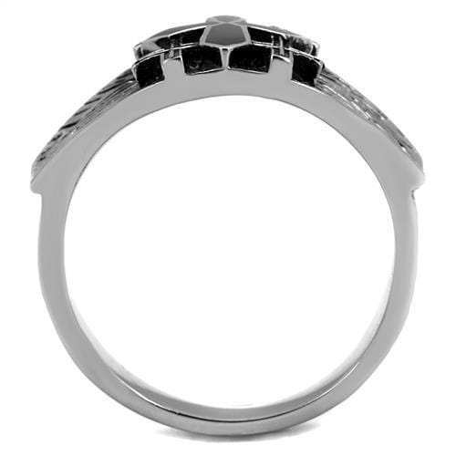 TK2505 - High polished (no plating) Stainless Steel Ring with Epoxy in Jet - Alamode - Flyclothing LLC
