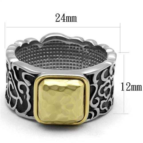 TK2509 - Two-Tone IP Gold (Ion Plating) Stainless Steel Ring with Epoxy in Jet - Alamode - Flyclothing LLC