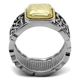 TK2509 - Two-Tone IP Gold (Ion Plating) Stainless Steel Ring with Epoxy in Jet - Alamode - Flyclothing LLC