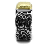 TK2509 - Two-Tone IP Gold (Ion Plating) Stainless Steel Ring with Epoxy in Jet - Alamode - Flyclothing LLC