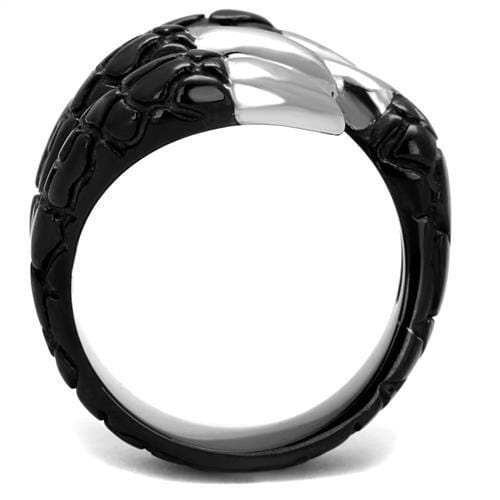 TK2510 - Two-Tone IP Black (Ion Plating) Stainless Steel Ring with No Stone - Alamode - Flyclothing LLC