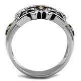 TK2517 - Two-Tone IP Gold (Ion Plating) Stainless Steel Ring with Top Grade Crystal in Clear - Alamode - Flyclothing LLC