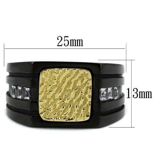 TK2519 - Two-Tone IP Gold (Ion Plating) Stainless Steel Ring with AAA Grade CZ in Clear - Alamode - Flyclothing LLC