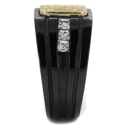 TK2519 - Two-Tone IP Gold (Ion Plating) Stainless Steel Ring with AAA Grade CZ in Clear - Alamode - Flyclothing LLC