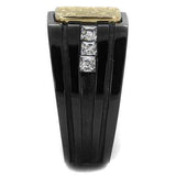 TK2519 - Two-Tone IP Gold (Ion Plating) Stainless Steel Ring with AAA Grade CZ in Clear - Alamode - Flyclothing LLC