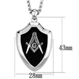 TK2522 - High polished (no plating) Stainless Steel Chain Pendant with Epoxy in Jet - Alamode - Flyclothing LLC