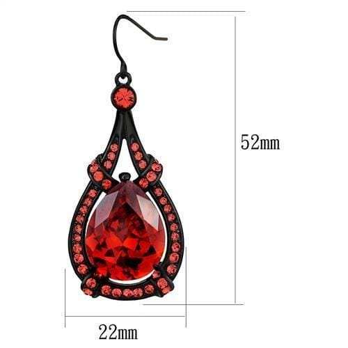 TK2531 - IP Black(Ion Plating) Stainless Steel Earrings with AAA Grade CZ in Orange - Alamode - Flyclothing LLC