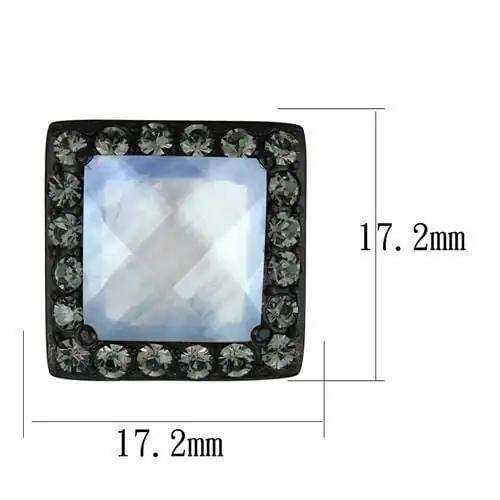 TK2536 - IP Black(Ion Plating) Stainless Steel Earrings with Precious Stone Conch in Aquamarine AB - Alamode - Flyclothing LLC