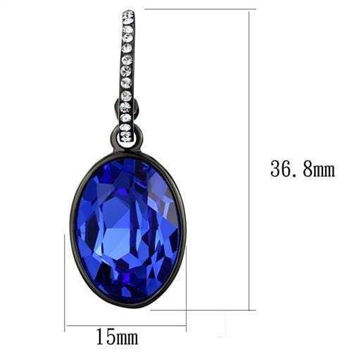 TK2538 - IP Black(Ion Plating) Stainless Steel Earrings with Top Grade Crystal in Sapphire - Alamode - Flyclothing LLC