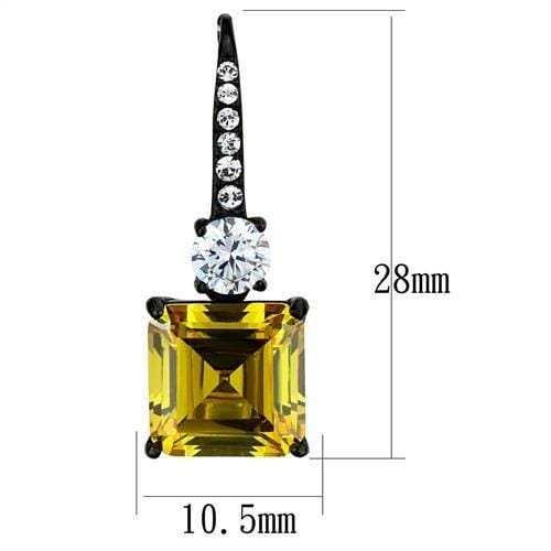 TK2539 - IP Black(Ion Plating) Stainless Steel Earrings with AAA Grade CZ in Topaz - Alamode - Flyclothing LLC