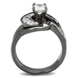 TK2546 - IP Light Black (IP Gun) Stainless Steel Ring with AAA Grade CZ in Clear - Alamode - Flyclothing LLC
