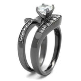TK2546 - IP Light Black (IP Gun) Stainless Steel Ring with AAA Grade CZ in Clear - Alamode - Flyclothing LLC