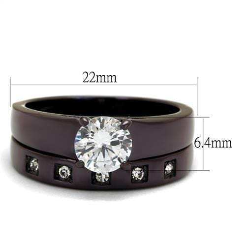 TK2547 - IP Dark Brown (IP coffee) Stainless Steel Ring with AAA Grade CZ in Clear - Alamode - Flyclothing LLC