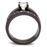 TK2547 - IP Dark Brown (IP coffee) Stainless Steel Ring with AAA Grade CZ in Clear - Alamode - Flyclothing LLC