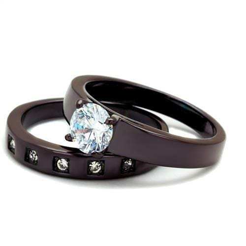 TK2547 - IP Dark Brown (IP coffee) Stainless Steel Ring with AAA Grade CZ in Clear - Alamode - Flyclothing LLC