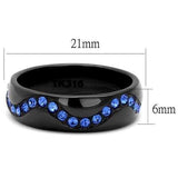 TK2550 - IP Black(Ion Plating) Stainless Steel Ring with Top Grade Crystal in Sapphire - Alamode - Flyclothing LLC