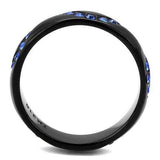 TK2550 - IP Black(Ion Plating) Stainless Steel Ring with Top Grade Crystal in Sapphire - Alamode - Flyclothing LLC