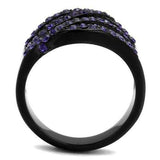 TK2551 - IP Black(Ion Plating) Stainless Steel Ring with Top Grade Crystal in Multi Color - Alamode - Flyclothing LLC