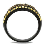 TK2552 - IP Black(Ion Plating) Stainless Steel Ring with Top Grade Crystal in Multi Color - Alamode - Flyclothing LLC