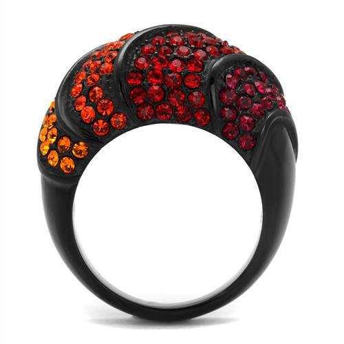 TK2553 - IP Black(Ion Plating) Stainless Steel Ring with Top Grade Crystal in Multi Color - Alamode - Flyclothing LLC