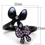 TK2554 - IP Black(Ion Plating) Stainless Steel Ring with Top Grade Crystal in Light Amethyst - Alamode - Flyclothing LLC