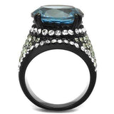 TK2555 - IP Black(Ion Plating) Stainless Steel Ring with AAA Grade CZ in London Blue - Alamode - Flyclothing LLC