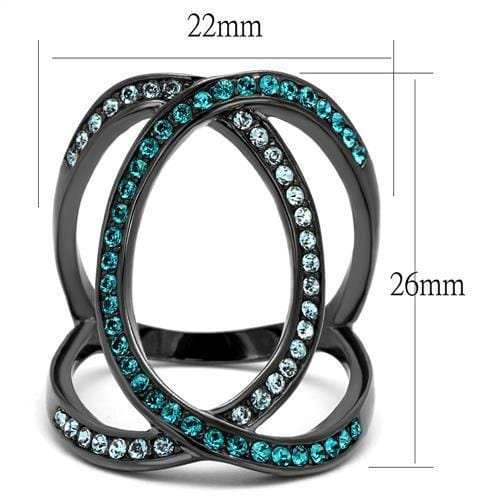 TK2557 - IP Light Black (IP Gun) Stainless Steel Ring with Top Grade Crystal in Multi Color - Alamode - Flyclothing LLC