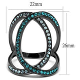 TK2557 - IP Light Black (IP Gun) Stainless Steel Ring with Top Grade Crystal in Multi Color - Alamode - Flyclothing LLC