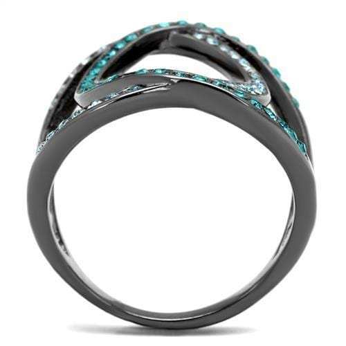 TK2557 - IP Light Black (IP Gun) Stainless Steel Ring with Top Grade Crystal in Multi Color - Alamode - Flyclothing LLC