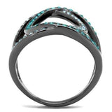 TK2557 - IP Light Black (IP Gun) Stainless Steel Ring with Top Grade Crystal in Multi Color - Alamode - Flyclothing LLC