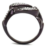TK2558 - IP Dark Brown (IP coffee) Stainless Steel Ring with Top Grade Crystal in Clear - Alamode - Flyclothing LLC