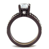 TK2560 - IP Dark Brown (IP coffee) & IP light Coffee Stainless Steel Ring with AAA Grade CZ in Clear - Alamode - Flyclothing LLC