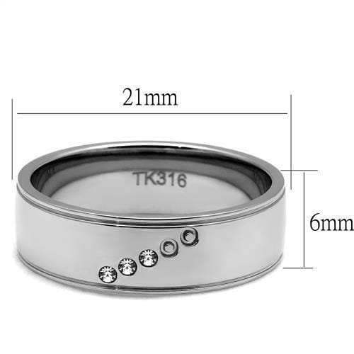 TK2564 - High polished (no plating) Stainless Steel Ring with Top Grade Crystal in Clear - Alamode - Flyclothing LLC