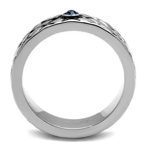 TK2565 - High polished (no plating) Stainless Steel Ring with Top Grade Crystal in Sea Blue - Alamode - Flyclothing LLC